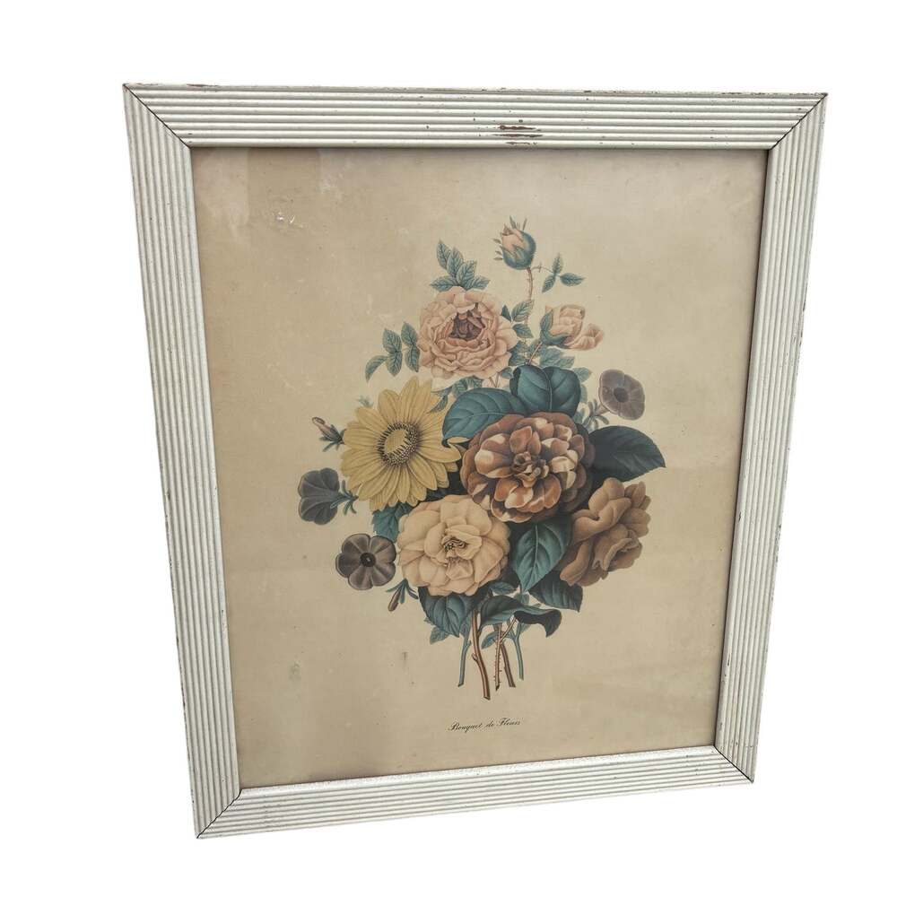 Bouquet de Fleurs White Framed Painting Print 16x19"